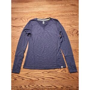 Title Nine Henerala Long Sleeve Top Womens XS Navy Space Dye V-Neck Matahari